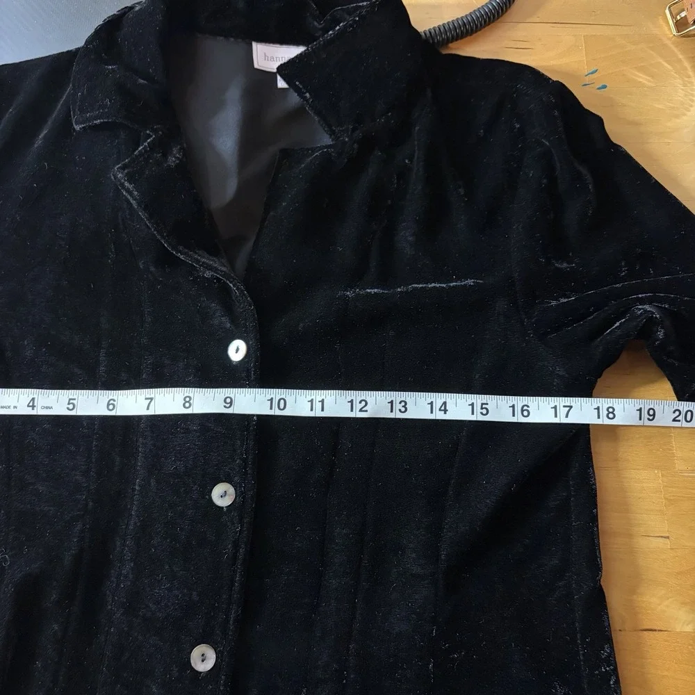 Black Velvet Silk Blend Blouse Size S Whimsigoth 90s Alternative Dark Romantic